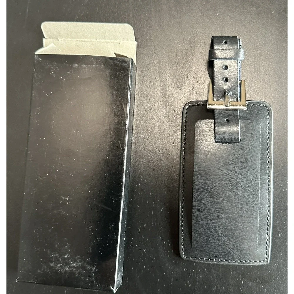 Rare Warner Brothers studios WB promotional crew leather luggage tag Black